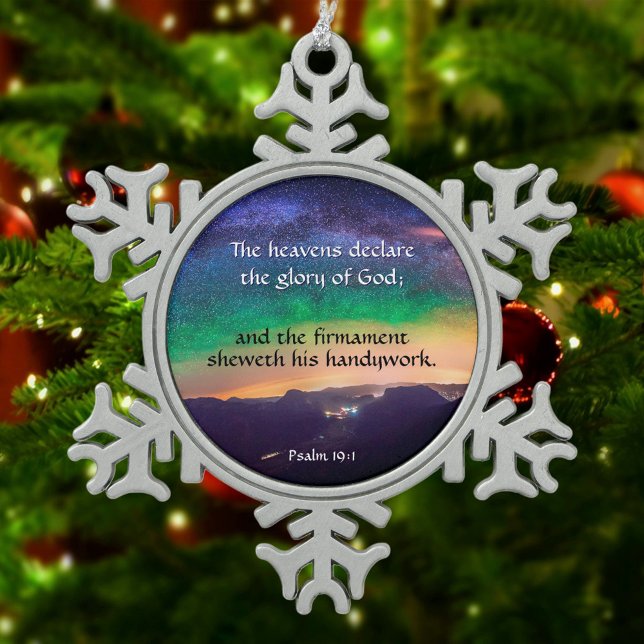 Christlich Faith Galaxy Psalm Verse Weihnachten Schneeflocken Zinn-Ornament (Von Creator hochgeladen)