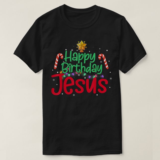 Christlich frohe Weihnachten Glückwunsch Geburtsta T-Shirt (Design vorne)