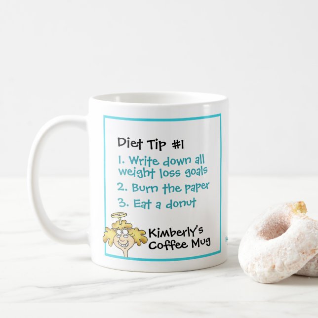Christlich Funny Cartoon Angel Diet Tipp Nr. 1 Zie Kaffeetasse (Mit Donut)