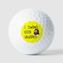 Christlich Funny I Swing God Laughs Cartoon Gelb Golfball