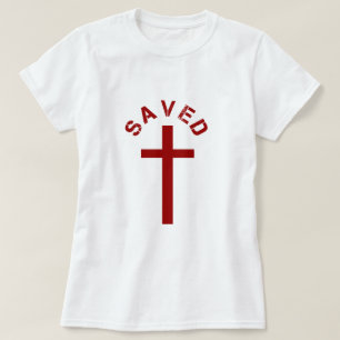 Christlich Gerettet Rotes Kreuz und Textdesign T-Shirt