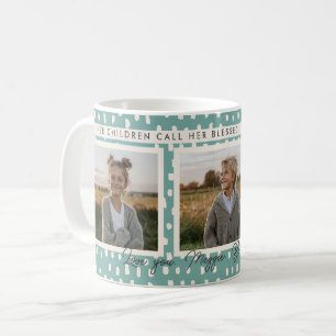 Christlich gesegnete Mama Fotocollage Grün halten Kaffeetasse