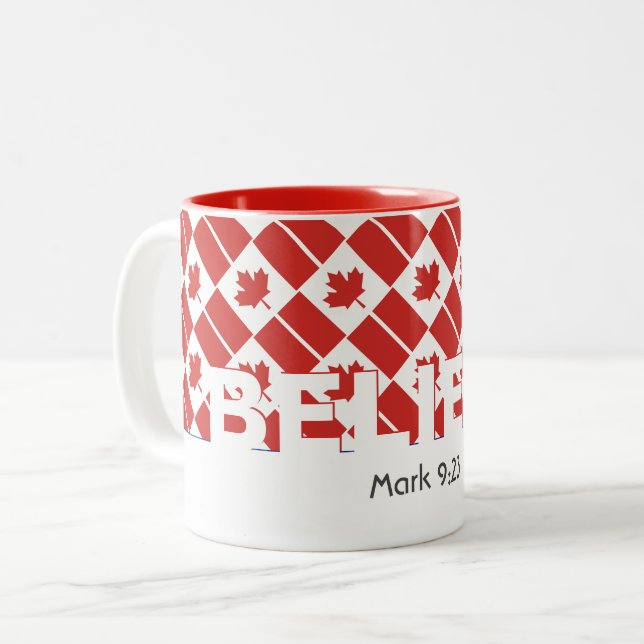 Christlich GLAEVE Mark 9:23 CANADA FLAG Custom Zweifarbige Tasse (Vorderseite Links)