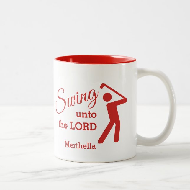 CHRISTLICH GOLF FAN Swing To Lord WHITE Custom Zweifarbige Tasse (Rechts)