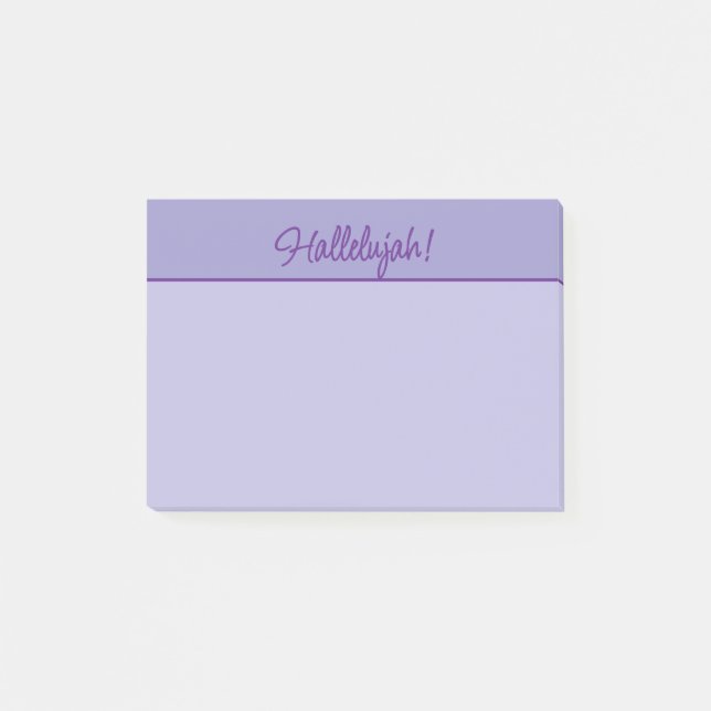 Christlich Hallelujah Sticky Notepad in Lila Post-it Klebezettel (Vorderseite)