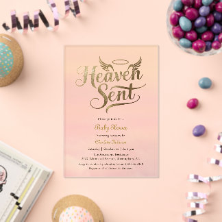 Christlich Heaven Sent Pink Clouds Girl Babydusche Acryleinladungen