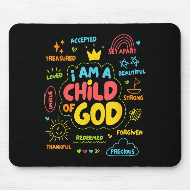 Christlich Ich Bin Ein Kind Gottes Jesus Glaube Ki Mousepad (Vorne)
