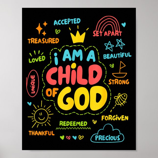 Christlich ich bin ein Kind Gottes Jesus Glaube Ki Poster (Vorne)