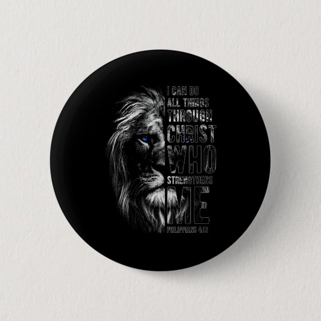 Christlich ich kann alle Dinge durch Christus Löwe Button (Vorderseite)