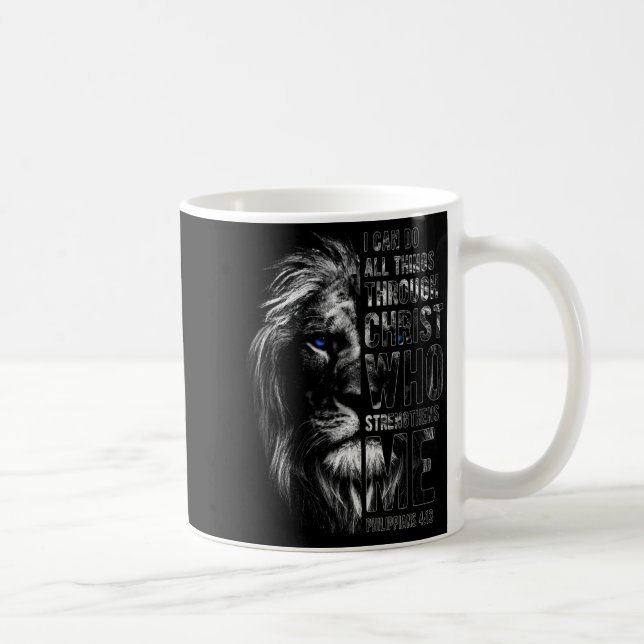 Christlich ich kann alle Dinge durch Christus Löwe Kaffeetasse (Rechts)