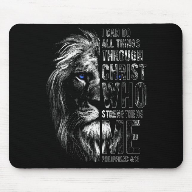 Christlich ich kann alle Dinge durch Christus Löwe Mousepad (Vorne)