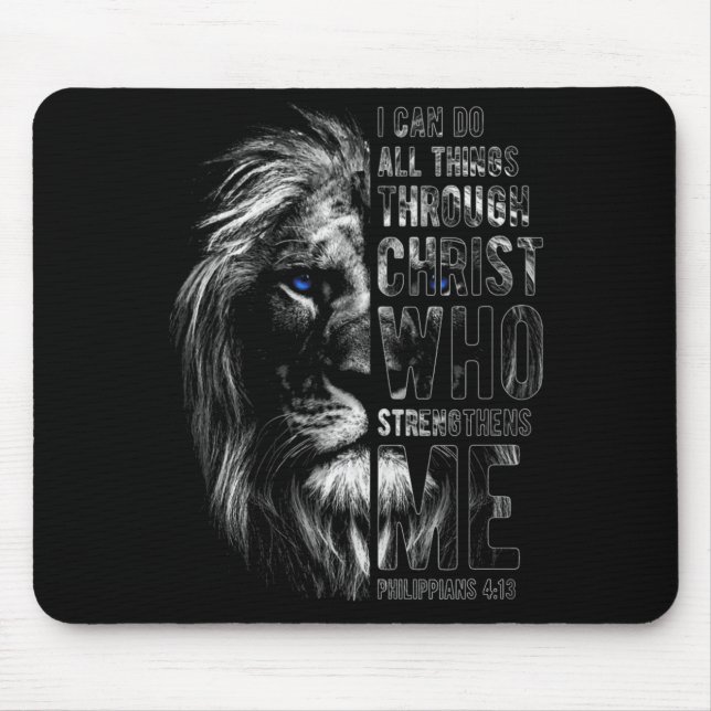 Christlich ich kann alle Dinge durch Christus Löwe Mousepad (Vorne)