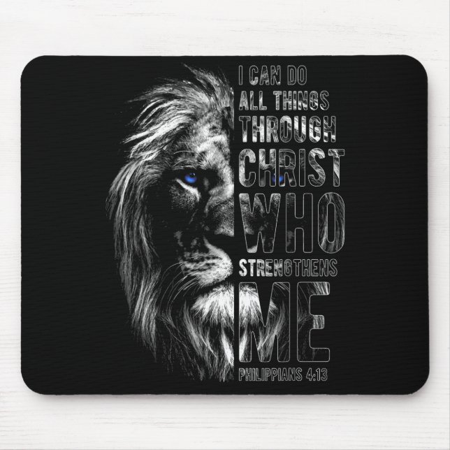 Christlich ich kann alle Dinge durch Christus Löwe Mousepad (Vorne)