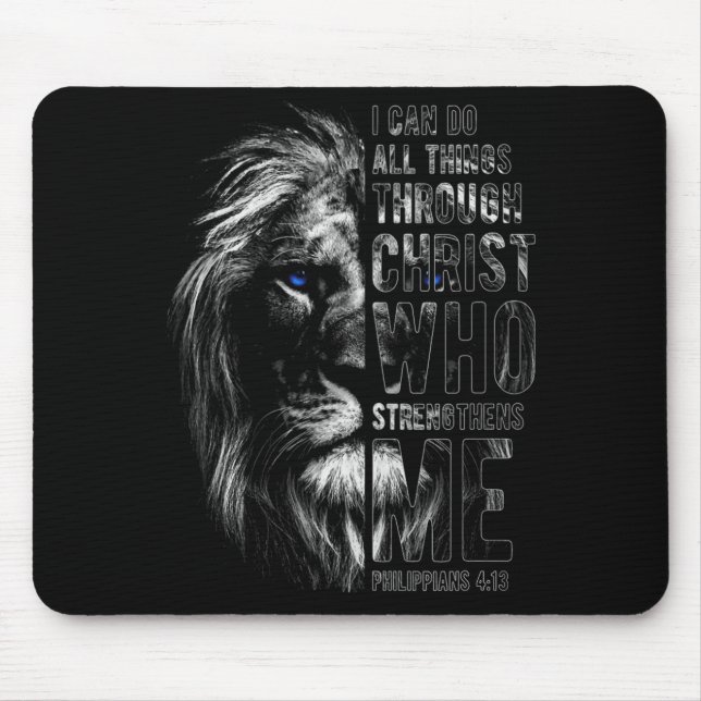 Christlich Ich kann alle Dinge durch Christus Löwe Mousepad (Vorne)
