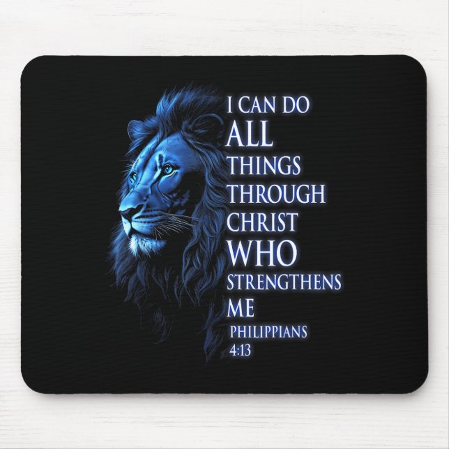 Christlich ich kann alle Dinge durch Christus Löwe Mousepad (Vorne)