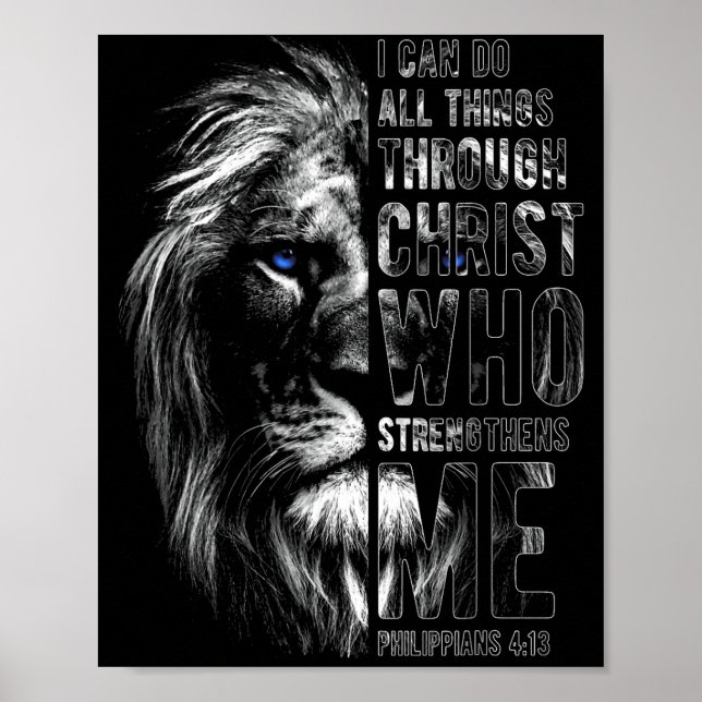Christlich ich kann alle Dinge durch Christus Löwe Poster (Vorne)
