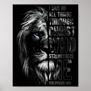 Christlich ich kann alle Dinge durch Christus Löwe Poster