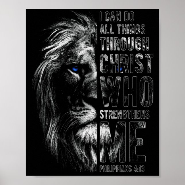 Christlich ich kann alle Dinge durch Christus Löwe Poster (Vorne)