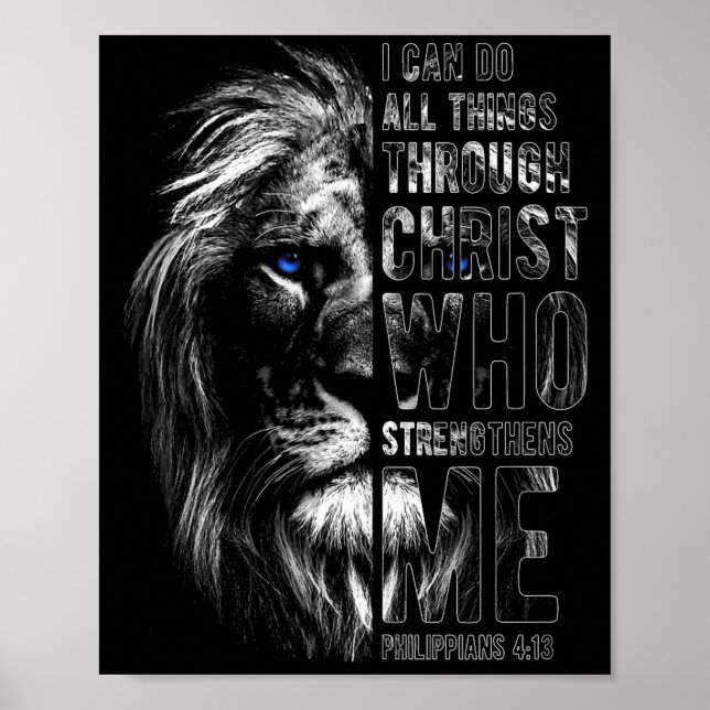 Christlich ich kann alle Dinge durch Christus Löwe Poster (Vorne)