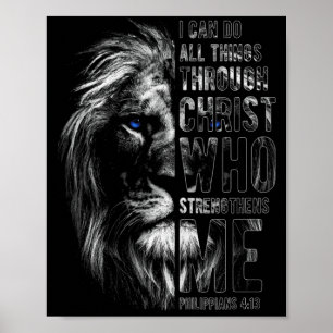 Christlich ich kann alle Dinge durch Christus Löwe Poster