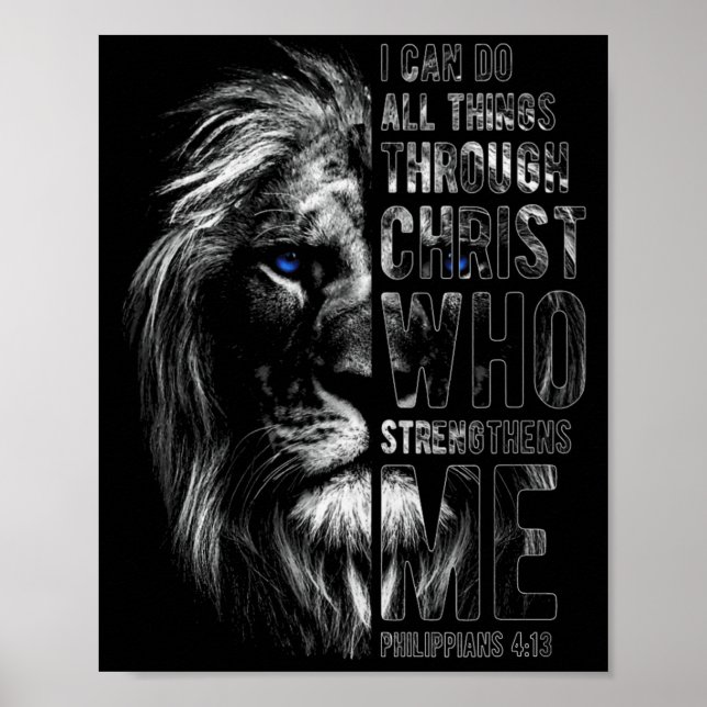 Christlich ich kann alle Dinge durch Christus Löwe Poster (Vorne)