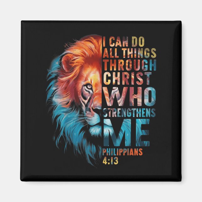 Christlich ich kann alles durch Christus Löwe F Magnet (Vorne)