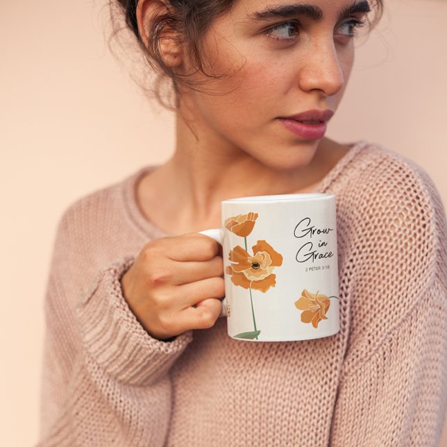 Christlich inspirierender Orange Poppy Grace Kaffeetasse (Von Creator hochgeladen)