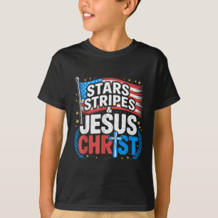 Christlich Jesus Christus Stars Streifen 4. Juli U T-Shirt