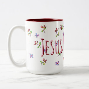 Christlich Jesus Liebt Mich Weiblich Floral  Zweifarbige Tasse