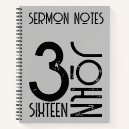 Christlich John 3:16 Minimale Typografie Sermon Notizbuch