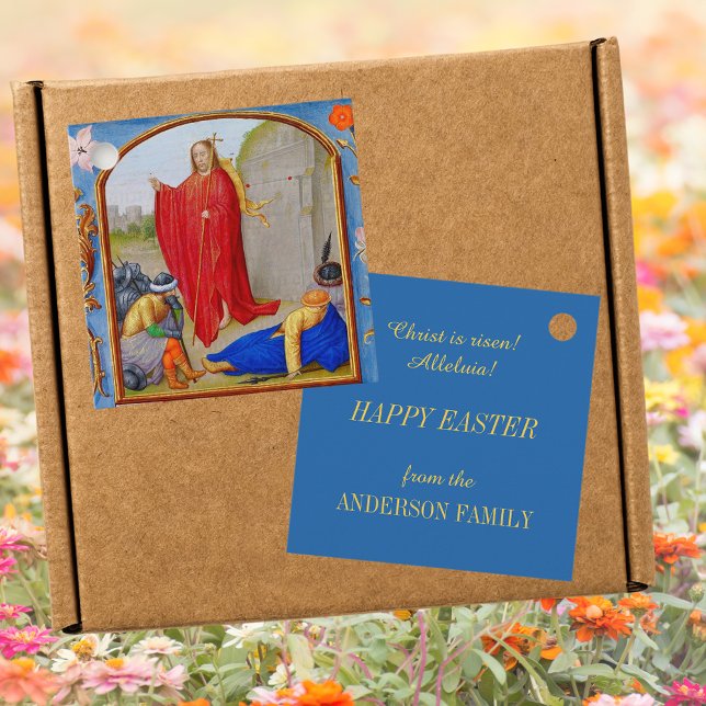 Christlich-katholische mittelalterliche Auferstehu Geschenkanhänger (Elegant Religious Christian Catholic Medieval Resurrection Jesus Christ is Risen Easter Gift Tags)