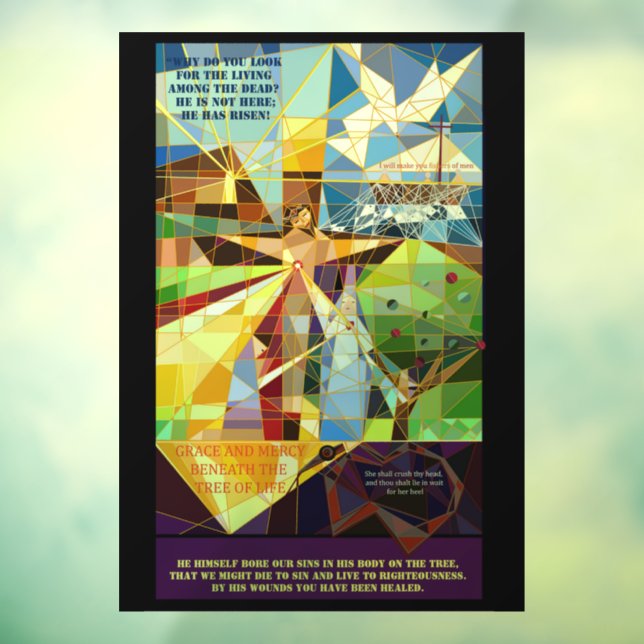 Christlich Lent Easter Tree of Life Fensteraufkleber (Blatt 3)