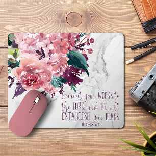 Christlich Mädchenhaft Vintage Blumenmarmor Bibelv Mousepad