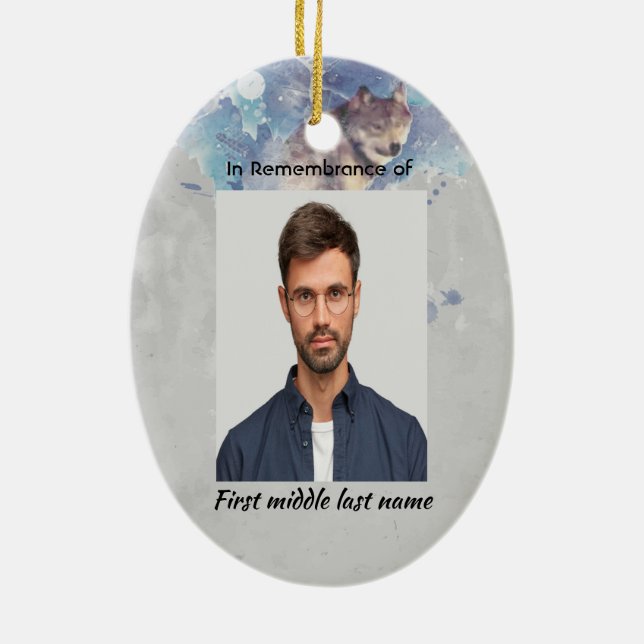Christlich Memorial Keepake Erinnerung Wolf Keramik Ornament (Hinten)