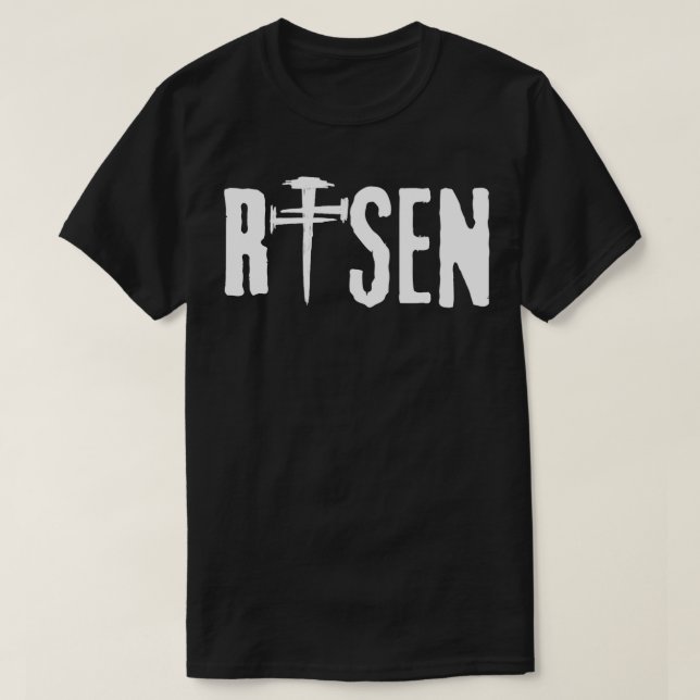Christlich Men EASTER RISEN NAIL CROSS T-Shirt (Design vorne)