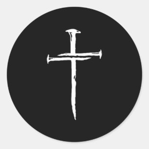 Christlich minimalistisches Drei-Nägel-Kreuz relig Runder Aufkleber