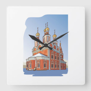 Christlich-orthodoxer Tempel Quadratische Wanduhr