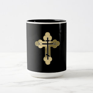 Christlich-orthodoxes Kreuz Zweifarbige Tasse