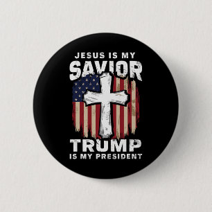 Christlich Patriotischer Jesus Heiland Trump Präsi Button