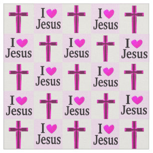 CHRISTLICH PINK CROSS I LIEBE JESUS FABRIC STOFF