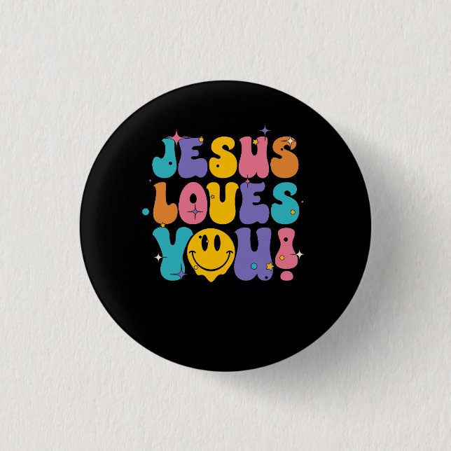 Christlich Retro Jesus Lieben Sie religiösen Glaub Button (Vorderseite)