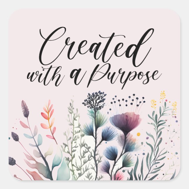 Christlich Scripting Sprichwort Floral Quadratischer Aufkleber (Vorderseite)