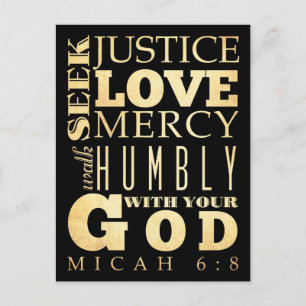 Christlich Scriptural Bible Verse - Micah 6:8 Postkarte