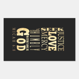 Christlich Scriptural Bible Verse - Micah 6:8 Rechteckiger Aufkleber