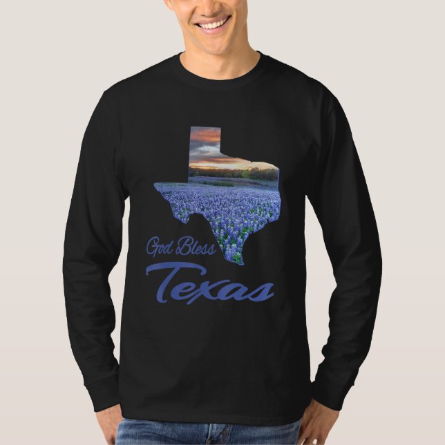Christlich, Texas Bluebonnet Staatsstolz, Gott seg T-Shirt (Vorderseite)