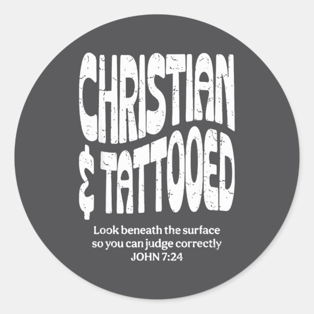 Christlich und tätowiert runder aufkleber (Vorderseite)