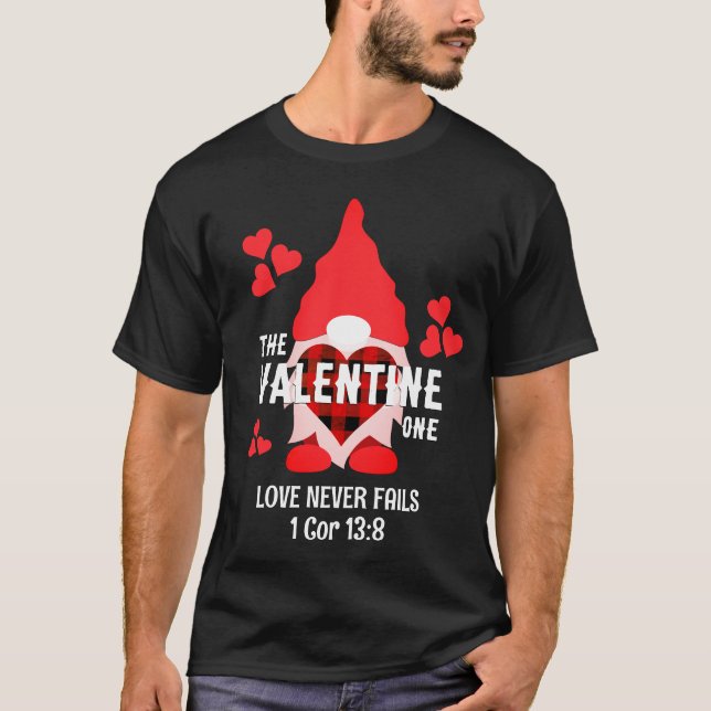 Christlich VALENTINE GNOME Red Hearts Couples T-Shirt (Vorderseite)
