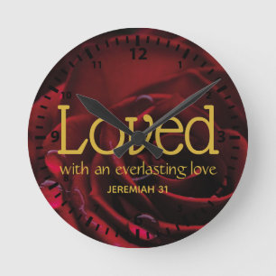 Christlich Valentine LIEBTE Rote Rose Gottes Liebe Runde Wanduhr