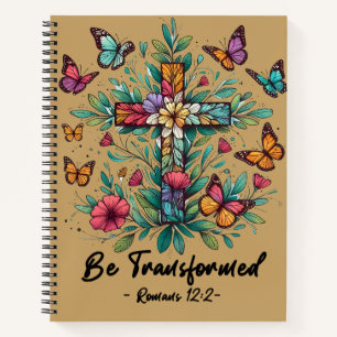 Christlich verwandelt Römer 12:2 Floral Notizbuch