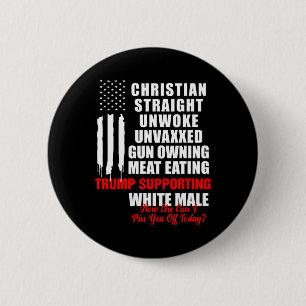 Christlich Weiß Heter Unwoke Vintage Amerika Fl Button